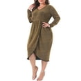 thumbnail image 4 of Vestido de fiesta de lentejuelas brillantes para mujer Agnes Orinda, talla grande, de manga larga, con escote en V y estilo tulipán, 2X dorado, 4 of 6