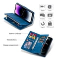 thumbnail image 2 of ELEHOLD Case for iPhone 16,  Large Space PU Leather Wallet Case with Zipper Pocket & Kickstand & Wrist Strap,Blue[Color], 2 of 6