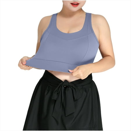 Mrat Nursing Sports Bra Women s Athletic Bra High Coverage Low Impact Workout Sports Bra Wireless Comfortbale Backless Bralettes Cropped Tank Tops S-127 Blue S