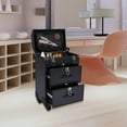 thumbnail image 4 of Dwellnix Rolling Makeup Train Case Cosmetic Trolley Travel Makeup Storage Organizer Black, 4 of 6