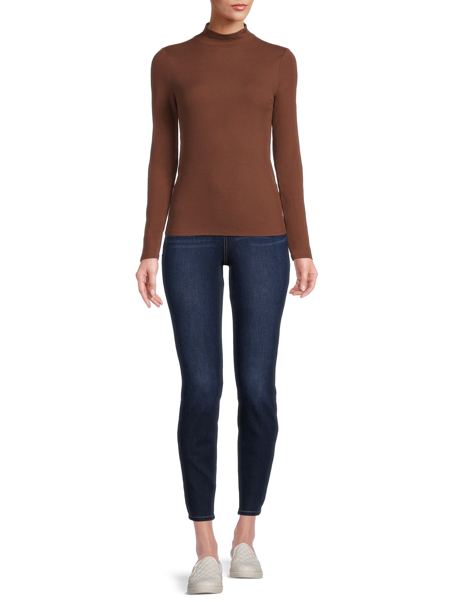 No Boundaries Women's Juniors Long Sleeve Mock Neck Top, Sizes XS-3XL