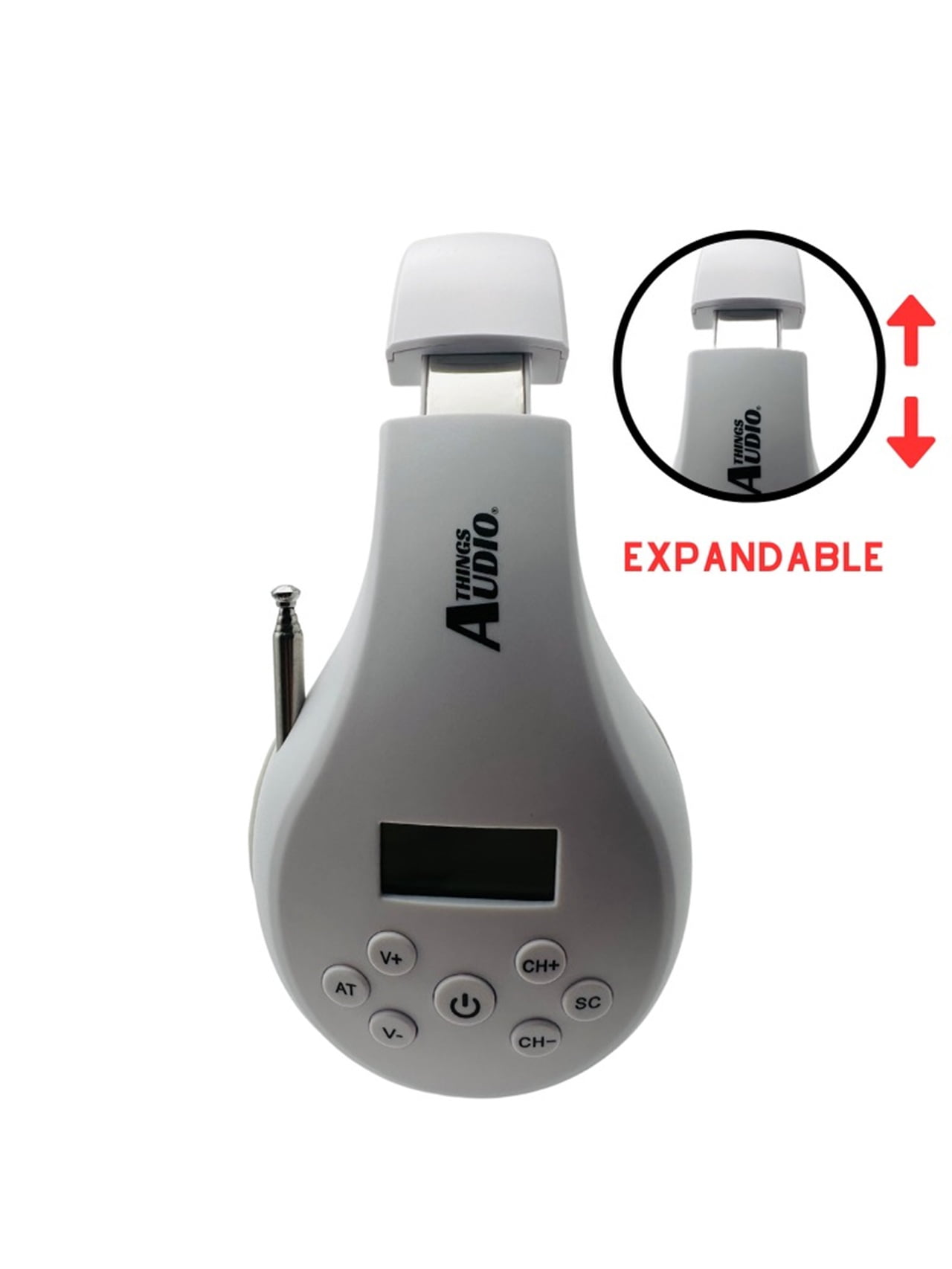 Things Audio Portable Personal FM Radio Headphones Pull-Out Antenna for Great Reception, Walking, Jogging, Relaxing, School, Talk Radio - Powered by 2AA Batteries (Not Included) - White