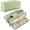 thumbnail image 2 of Yhmxh Large Capacity Pencil Case with 3 Compartment, Pencil Pouch Big Capacity Pencil Bag with Zipper, Oxford Organizer Pen Bag Office Stationery Supplies, Cosmetic Makeup Pouch (Green), 2 of 6
