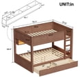 thumbnail image 2 of Harper & Bright Designs Full XL over Full XL Bunk Bed with 2 Drawers, Wood Full XL Bunk Bedframe with Storage Cabinets and LED Lights for Bedroom, Brown, 2 of 13