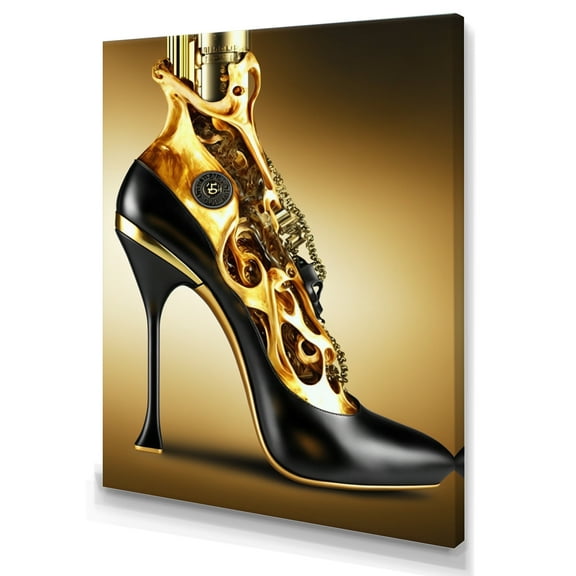 Designart Golden Mechanic High Heel IV Canvas Wall Art