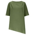 thumbnail image 6 of Summer Fashion Shirts for Womens Plus Size Large Size Long Sleeve Cotton And Linen Short Sleeve Round Neck Top/Shirt, 6 of 6