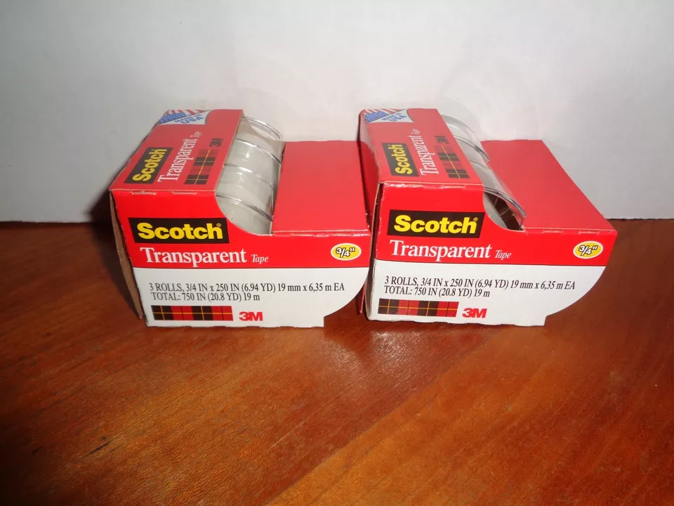 KLYNE - 2-3 Ct Packs Scotch Transparent Tape Easy Cut Dispenser Clear 3/4"X250" 6 Total