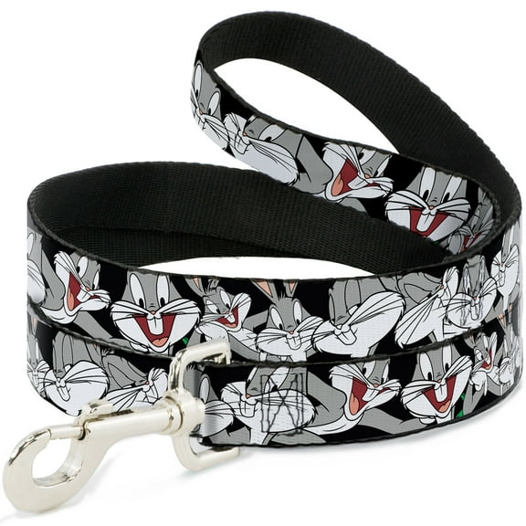 Looney Tunes Pet Leash, Dog Leash, Bugs Bunny Close Up Poses Black, 4 Feet Long 1.0 Inch Wide
