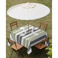thumbnail image 3 of Outdoor Tablecloth with Umbrella Hole, Sage Green Grey Striped Spillproof Waterproof Outdoor Table Cover, Gray Modern Abstract Art Patio Tablecloths for Party/Garden/Picnic, Square 54"x54", 3 of 9