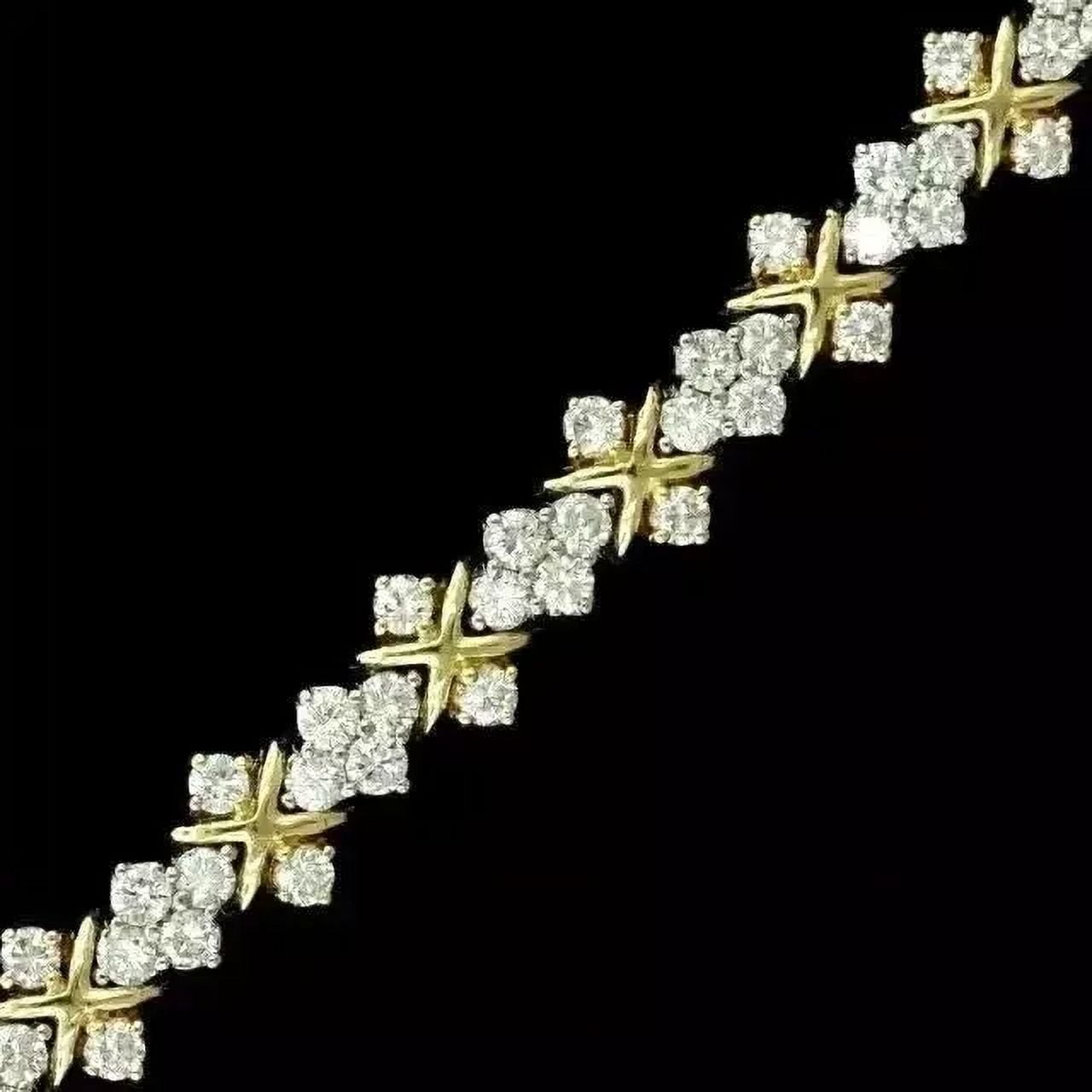 "6 Ct Round Simulated Diamond Tennis Link Bracelet, 14K Yellow Gold Plated Sterling Silver, Elegant Jewelry for Women"