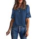 thumbnail image 1 of Txlixc Camiseta de Mujer, Verano Adulto Color sólido Encaje Manga Corta Cuello Redondo Blusa Mujer Tops Txlixc Moda, 1 of 2