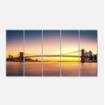 thumbnail image 2 of Brooklyn Bridge Panorama Yellow Sky - Cityscape Canvas Print, 2 of 3