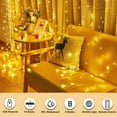 thumbnail image 2 of 300 LED Curtain Lights 9.8Ftx9.8Ft, 8 Modes Fairy Lights Curtain with Remote, Timer, Dimmable, USB Powerd, Warm White Backdrop Light for Wedding, Party, Home, Bedroom Decorations, 2 of 8
