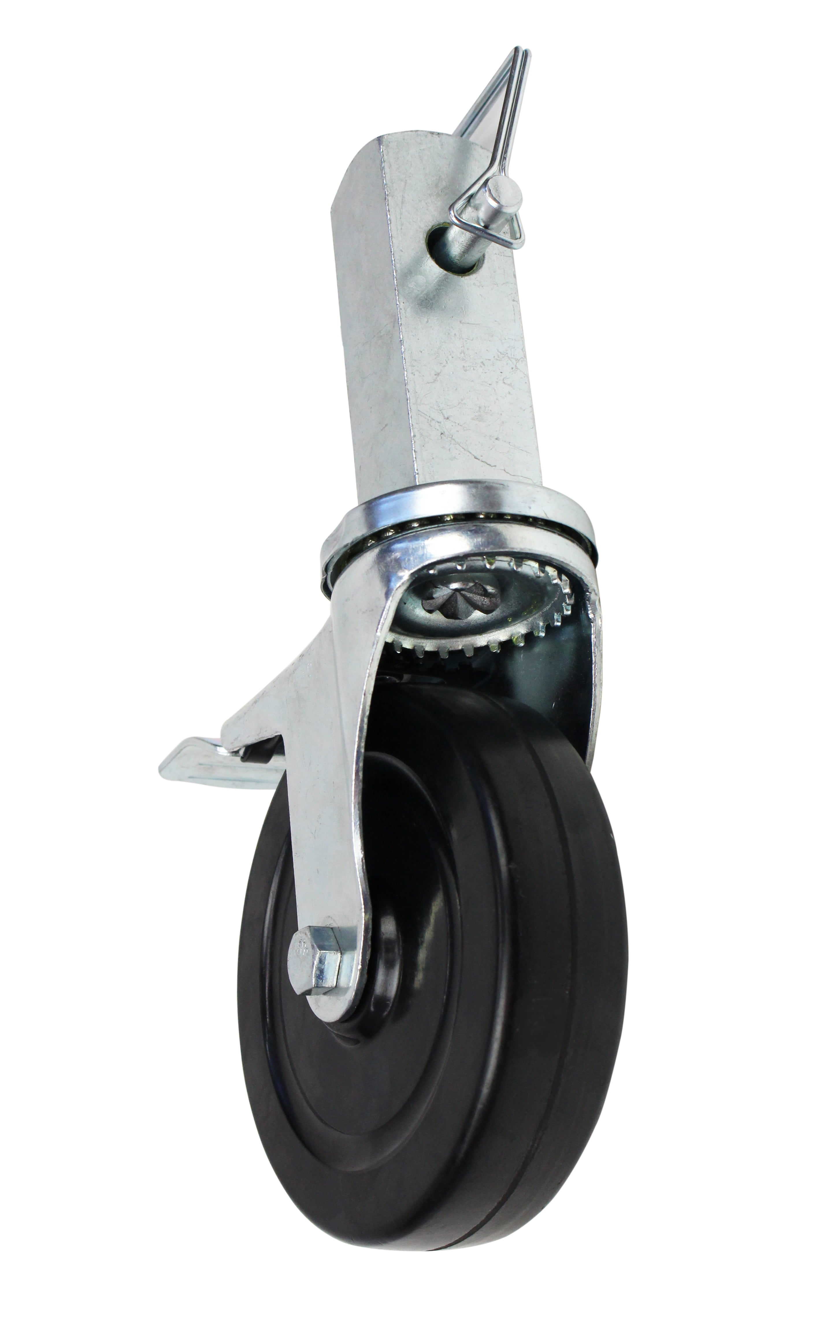 RK 5-inch Hard Rubber Wheel Solid Plate Casters with Brake, Set of 4
