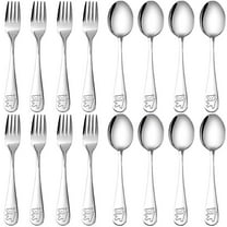 16 Pieces Toddler Utensils Kids Silverware Set, Stainless Steel Childrens Forks and Spoons, Metal Kids Safe Flatware Set, Dishwasher Safe