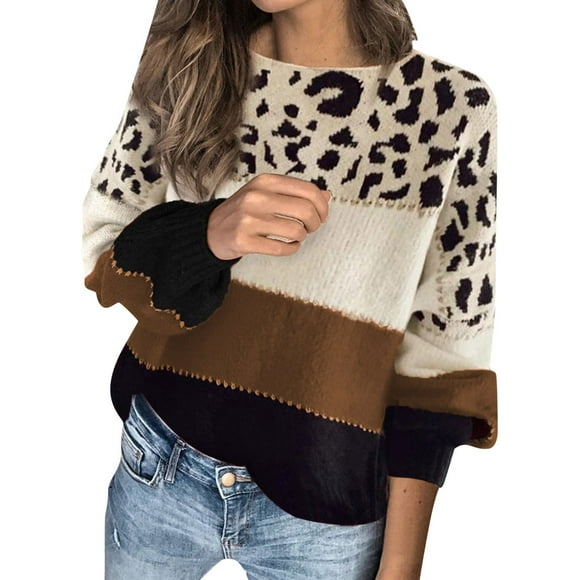 2025 Women's Autumn and Sweat Shirt for Woman Winter Color Contrast Sweater Long Sleeve Sweat Shirt Loose Round Neck Bottomed Cropped Hoodies Womens 2017 Sweater