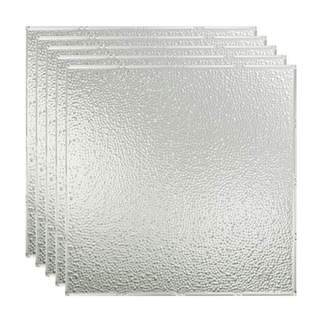 FASÄDE Border Fill Decorative Vinyl 2ft x 2ft Lay in Ceiling Panel in Brushed Aluminum (5 Pack)