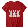 thumbnail image 4 of Pisexur Hauts pour Femmes, Hauts d'Été pour Femmes, Hauts d'Entraînement pour Femmes, T-Shirt Imprimé à Manches Courtes Col Rond, Chandail à la Mode Rouge, P, 4 of 5