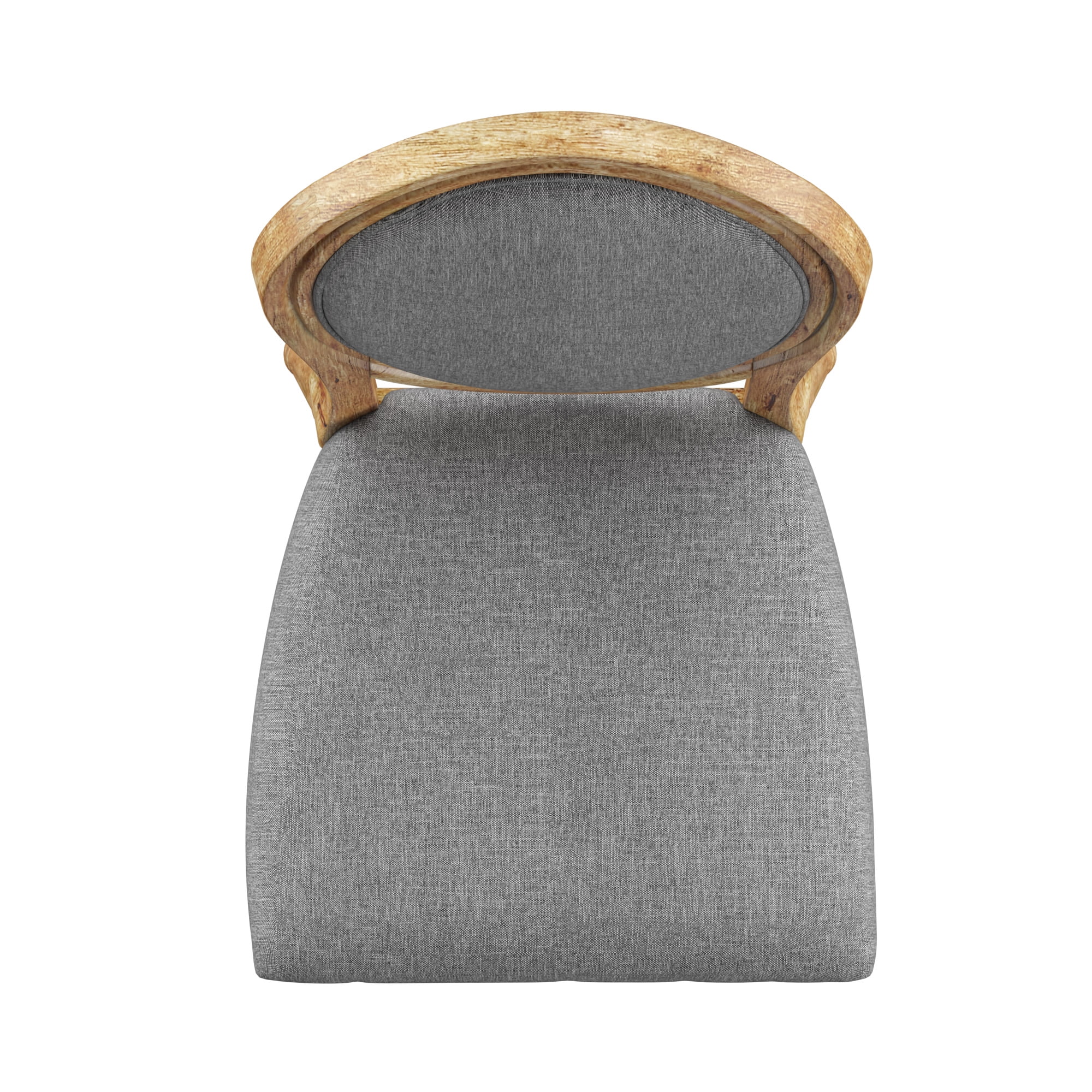 Weston Home Amadell Round Linen and Wood Dining Chairs, Set of 2, Grey Linen, Natural Finish