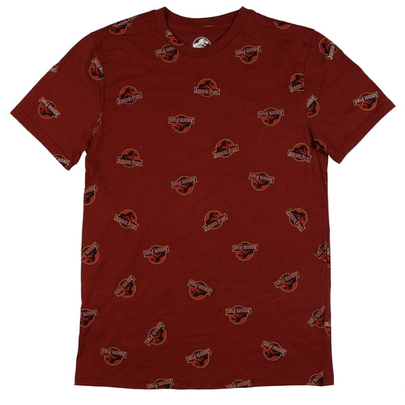 Jurassic World T-Shirt Men's Jurassic Park T-Rex Logo AOP Short Sleeve Tee