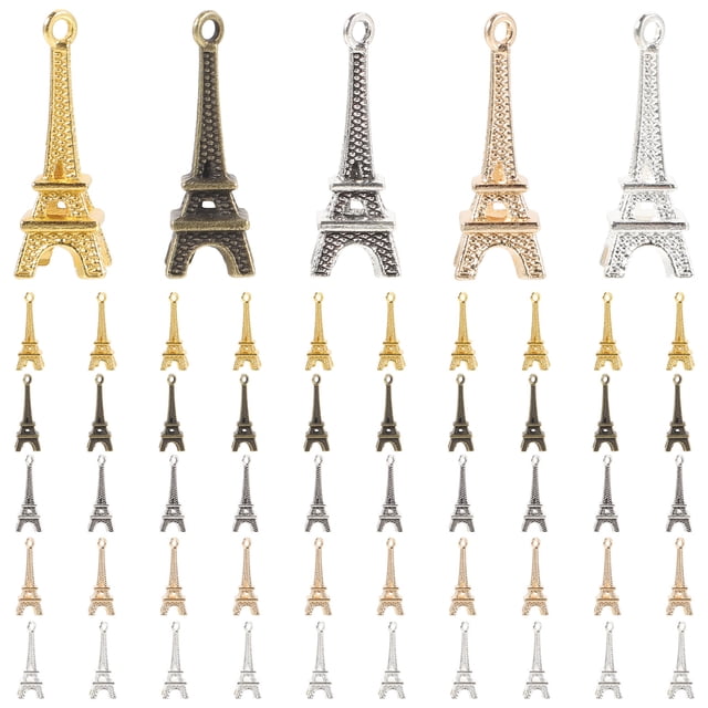 60 colgantes retro para llavero, estilo Torre Eiffel, de aleación, para manualidades, ideales para collares y llaveros (color aleatorio).