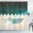 thumbnail image 1 of Ambesonne Whale Shower Curtain, Fish Swimming Submarine, 69"Wx84"L, Petrol Blue Turquoise, 1 of 3