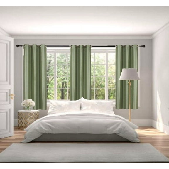 K86 Linen Blackout Grommet Top, 1 Panel Sage Color Window Treatment Curtain Drapes 63 inch Length 100% light Blocking & Privacy For Bedroom Décor