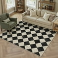 thumbnail image 5 of BERTHMEER 3'x5' Small Washable Geometric Rhombus Checkered Area Rugs for Bathroom Bedroom Entryway Kitchen Rugs Non Slip Modern Contemporary Rugs, Black & Beige, 5 of 6