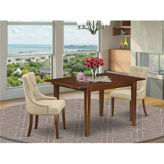 3 Piece Milan Dinette Set - Mahogany & Doeskin