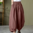 thumbnail image 3 of REALiKUN Women's Cotton Linen Baggy Pants Elastic High Waist Wide Leg Lantern Pants Casual Loose Trouser with Pockets, 3 of 7