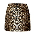 thumbnail image 5 of Leopard Mini Skirts for Women High Waist Side Slit Built in Shorts Stretchy Bodycon Pencil Brown L, 5 of 7