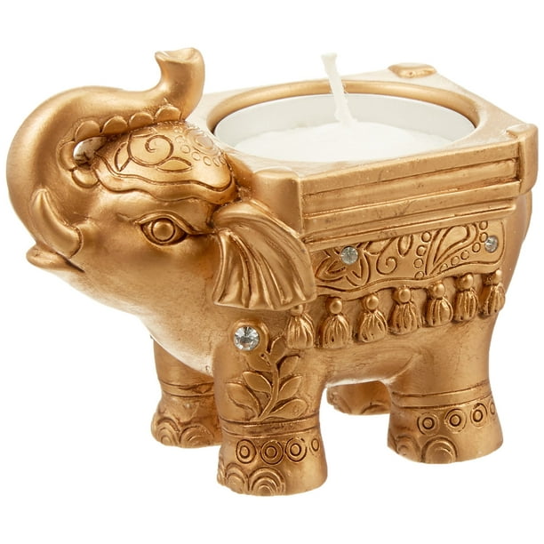 Fashioncraft 8697 Gold Good Luck Indian Elephant Candle Holder