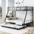 thumbnail image 6 of DreamBuck Triple Bunk Bed Twin over Full, Metal Bunk Bed with Trundle, 3 in 1 Bunk Beds, Sturdy Steel Bunk Beds Frame for 3 Teens with Two Side Ladders and Safety Guard Rail, Black, 6 of 7
