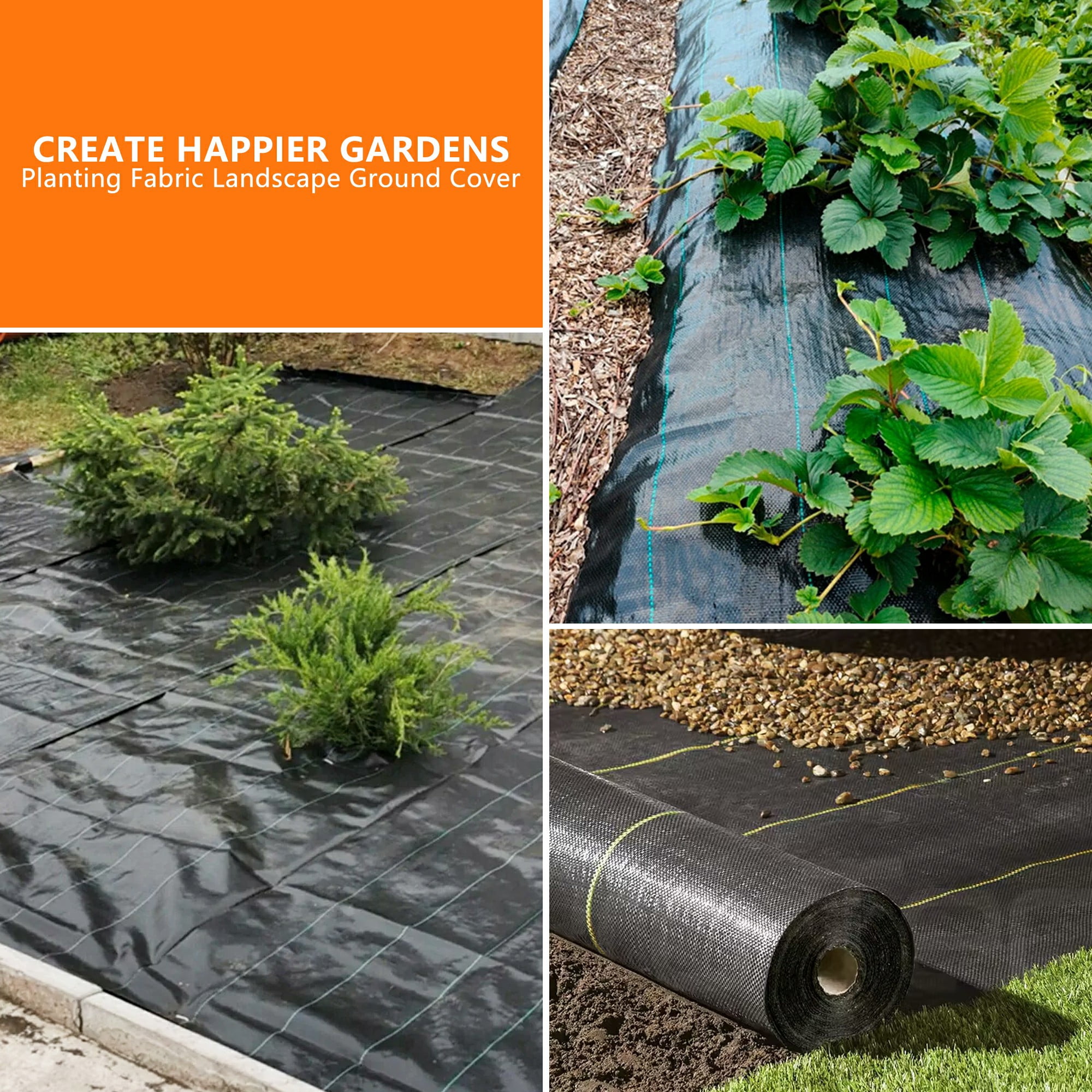 hostic Garden Weed Barrier Fabric Multi Size Heavy Duty Landscape Weed Blocking Plastic Roll Cloth Water Permeable 6FTx100FT