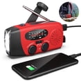 thumbnail image 2 of Hand Crank Radio with Flashlight for Emergency, Portable Solar Radios, Self Powered AM/FM NOAA Weather Radio Power Bank Cell Phone Charger, USB Rechargeable-Red, 2 of 5