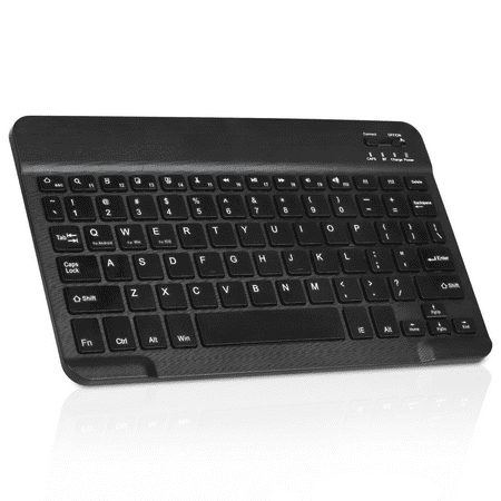 Ultra-Slim Bluetooth rechargeable Keyboard for TCL 10 TabMax and all Bluetooth Enabled iPads, iPhones, Android Tablets, Smartphones, Windows pc - Onyx Black