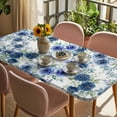 thumbnail image 3 of Navy Blue Roses Table Cloths for 4 Foot Rectangle Tables, Spring Floral Elegant Pastoral Botanical Patio Waterproof Elastic Fitted Tablecloths, Washable Rectangular Table Cover for Camping, 3 of 8