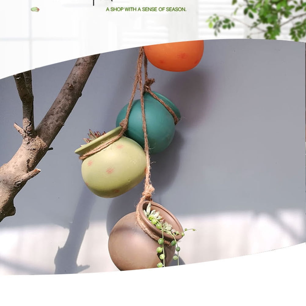 MLINS Ceramic Hanging Planters with Rope for Wall Ceiling Mount 4pcs Multicolor Ceramic Pots with