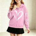 thumbnail image 6 of NAISIBABY Girls' Zip-Up Hoodie, Heart Print Long Sleeve Loose Fit Causal Sweatshirt Size 4T, 6 of 6