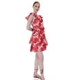 thumbnail image 2 of HT 360 Collective Designer Red Ruffle Mini Dress V Neck Dress Printed Mini Dress, 2 of 5
