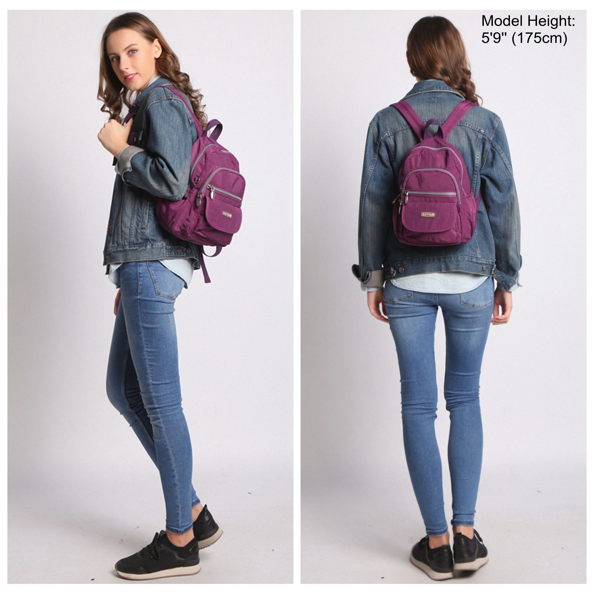 AOTIAN Mini Nylon Women Backpacks Casual Lightweight Small Daypack for Girls Purple - image 3 of 7