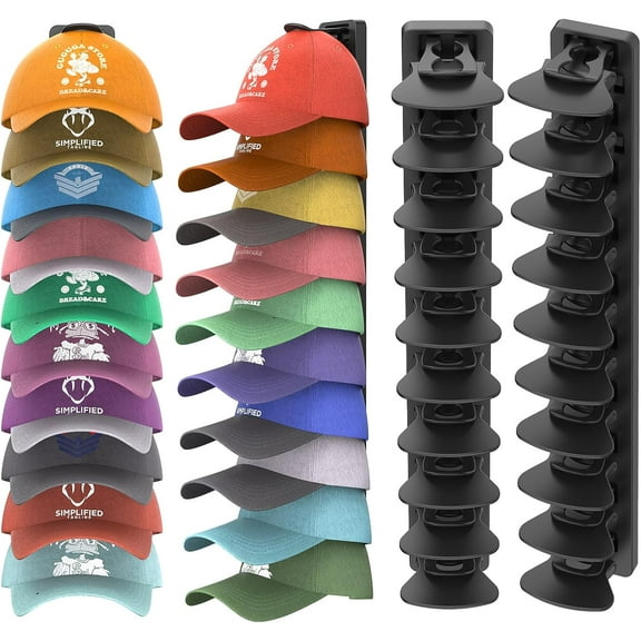 Baseball cap storage box, can hold 40 caps, wall-mounted with double-layer hat rack
