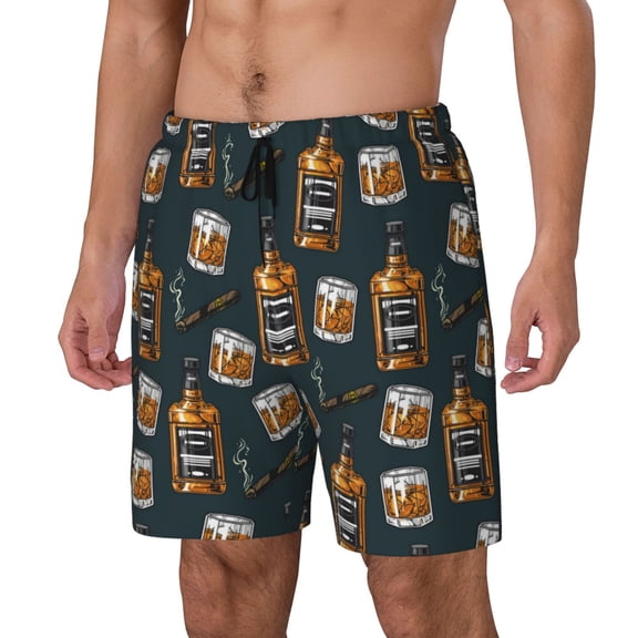 Picia Cigar pattern Mens Swim Trunks with Compression Liner Stretch Beach Shorts Quick Dry with Zipper Pockets No-Chafing Board Shorts-3X-Large