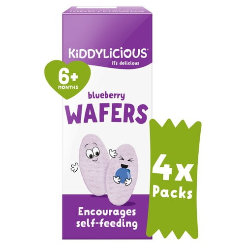 Kiddylicious Blueberry Mini Wafers Baby Snacks Multi 4 x 4g, British Import (Pack of 3)
