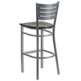 thumbnail image 5 of Flash Furniture 2 Pk. HERCULES Series Silver Slat Back Metal Restaurant Barstool - Walnut Wood Seat, 5 of 8