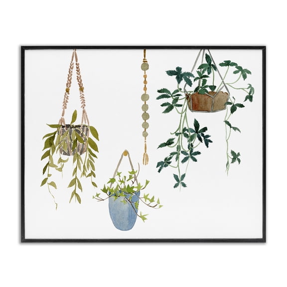 Stupell Industries Eclectic Hanging Plant Modern Greenery Black Framed Giclee Art, 14 x 11, by Melissa Wang