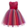 thumbnail image 1 of Kids Formal Dress  Flower Sequins  Collar Sleeveless One-Piece Red 7-8 Years, 1 of 3