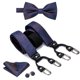 thumbnail image 1 of Conjunto de tirantes de seda para hombre, Jacquard liso dorado, 6 Clips, tirantes masculinos, pajarita, pañuelo, gemelos, cuero negro, correas traseras, regalo, Bdtz-3034 kaili Sencillez, 1 of 5