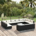 thumbnail image 1 of vidaXL 14 Piece Garden Lounge Set with Cushions Black Poly Rattan, 1 of 5