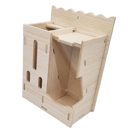 Wooden Hamster Maze Villa - with Slide & Seesaw, Chew-Proof, Hideout, Cage Accessories, for Hamsters/Gerbils